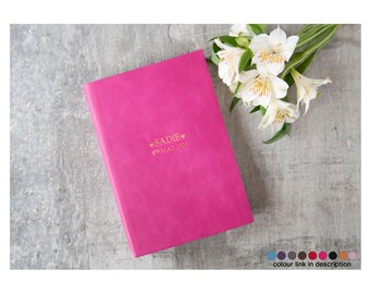 Preciso A5 Personalised Handmade Italian Leather Journal Fuchsia (21x15cm) Travel Notebook Diary Sketchbook Writers Gift