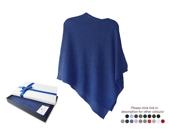 Firenze Cashmere Blend Poncho One size Royal Blue ... A luxury gift for ladies of all ages.