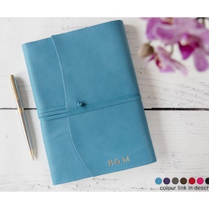 Capri A5 Refillable Journal Handmade Italian Leather, Aeroblue (22cm x 16cm x 2cm) Can be Personalised!
