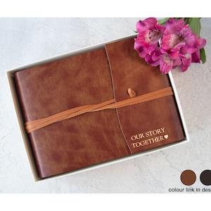 Romano Photo Album Handmade Italian Recycled Leather Small Chestnut, Includes Gift Box (16cm x 22cm x 6cm) Can be personalised!
