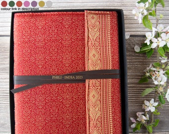 Sari Handmade Hand gebundenes Fotoalbum Groß Rubin Inklusive Geschenkbox (34cm x 26cm x 4cm) Kann personalisiert werden!