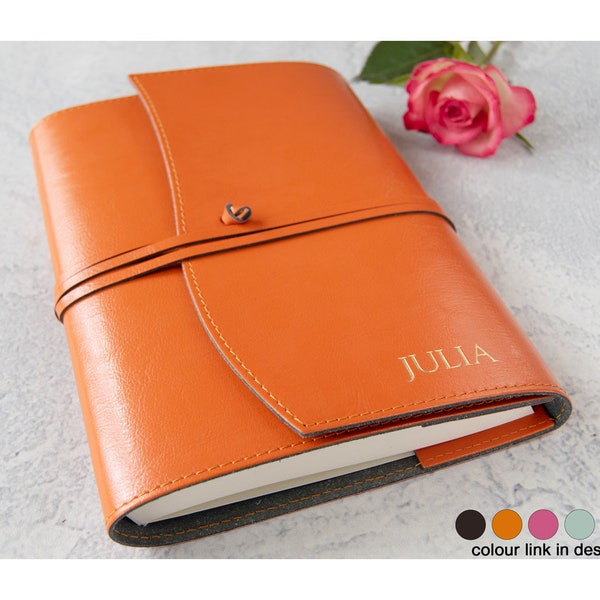 Journalista Handmade Recycled Leather Refillable Journal A5 Orange (22cm x 16cm x 2cm) Can be Personalised!