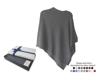 Firenze Cashmere Blend Poncho One size Grey ... A luxury gift for ladies of all ages.