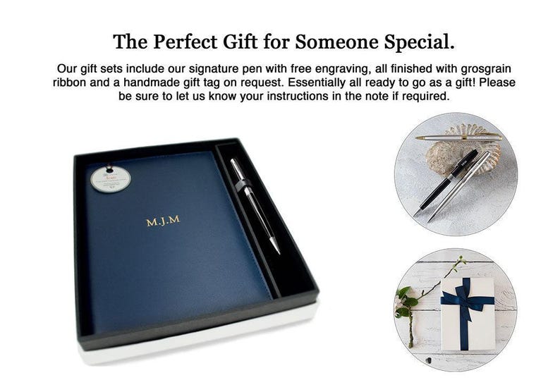 Acuto A5 Refillable Journal Presentset Personligt Handgjort Reseanteckningsblock i Italienskt Läder Marinblått (22 x 16 cm) Gratis Initialer & Gratis Gravyrpenna! bild 10