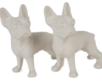 Boston Terrier Handmade Unpainted Ceramics Unpainted Cruet Set Mini Unglazed (8cm x 8cm)