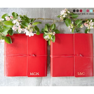 Pachino Photo Album Handmade Italian Recycled Leather Medium, Cherry (22cm x 22cm x 4cm) Can be Personalised!
