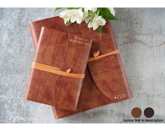 Romano Handmade Recycled Leather Wrap Journal A5 Chestnut (21cm x 15cm x 2cm) Can be Personalised!