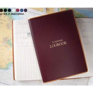 Cortona A4 Yacht Log Book Personalised Handmade Italian Leather Journal Nautical Log Book Burgundy (30x24cm) Free Initials Engraving!