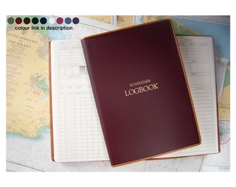 Cortona A4 Yacht Log Book Personalised Handmade Italian Leather Journal Burgundy (30x24cm) Nautical Sailors Boaters Captain Gift