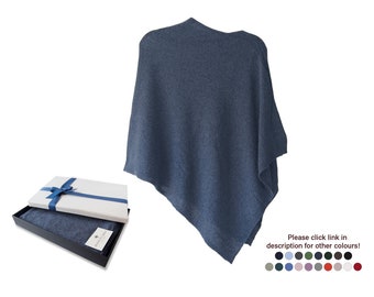 Firenze Cashmere Blend Poncho One size Denim ... A luxury gift for ladies of all ages.