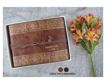 Maya Handmade Recycled Leather Wrap Photo Album Small Gold, Includes Italian Made Gift Box (16cm x 22cm x 6cm) Can be personalised.