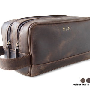 Hochwertige Kulturtasche aus Leder (13 cm x 27 cm x 15 cm) für Kulturbeutel aus Leder (13 cm x 27 cm x 15 cm) Personalisierbar!