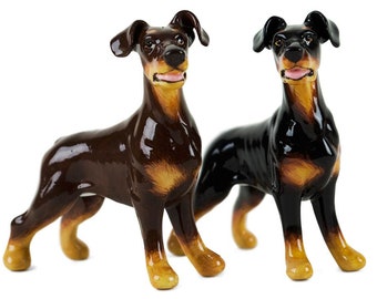 Blue Witch Doberman Handmade Salt and Pepper Cruet Set Mini Black (8cm x 8cm) An Original Gift Idea! A Great Gift For Dog Lovers!