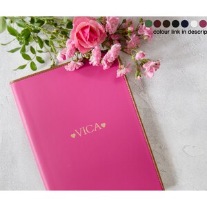Cortona A5 Journal Handmade Italian Top-Grain Leather, Fuchsia (21cm x 15cm x 2cm) Can be Personalised!