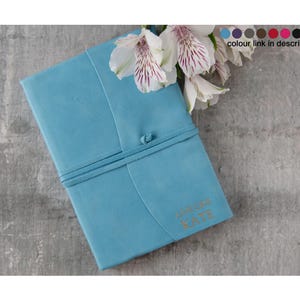 Capri A5 Journal Handmade Italian Leather, Aeroblue (21cm x 15cm x 2cm) Can be personalised!