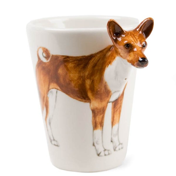 Blue Witch Tasse à Café Basenji 8oz Fait-main Tan (10cm x 8cm) Une idée de cadeau originale! Un superbe cadeau pour les amoureux des chiens!