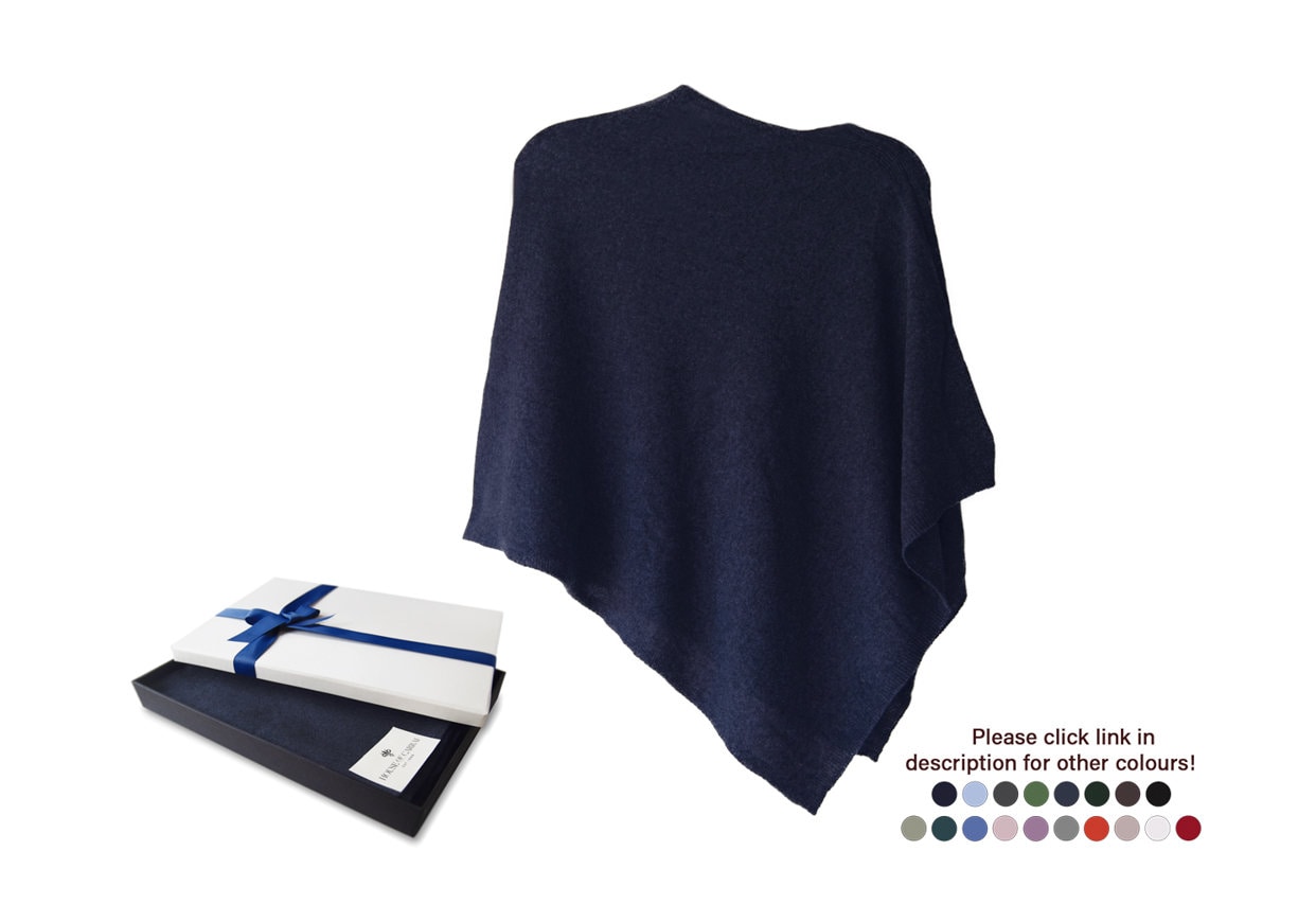 Firenze Cashmere Blend Poncho Extra Large Navy ... A Luxury Gift for Ladies  of All Ages. - Etsy