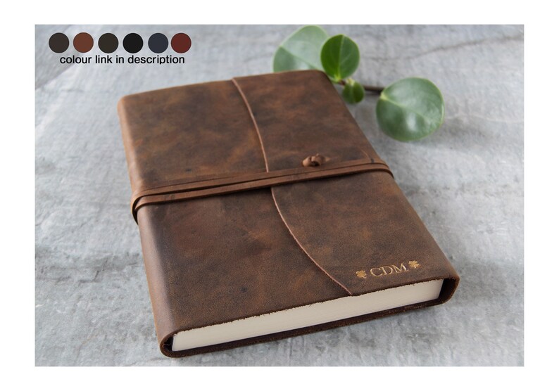 Amalfi Handmade Italian Vegetable Tan Leather Journal A5 Rustic Tan 21cm x 15cm x 2cm Can be Personalised image 1