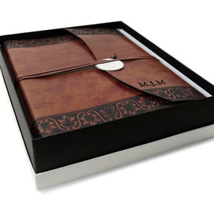 Fiore Photo Album Handmade Italian Recycled Leather Large Chestnut, Includes Gift Box (30cm x 24cm x 6cm) Can be Personalised!