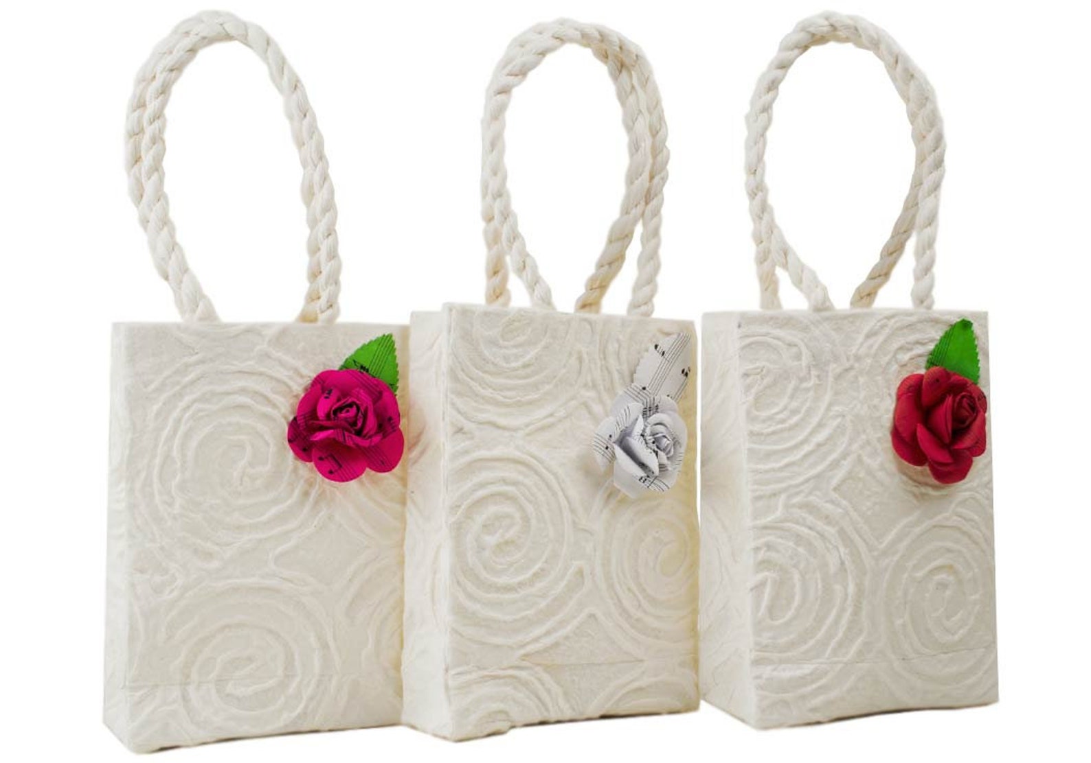 Eco Handmade Musical Rose Gift Bags Vintage White Set of 3 Etsy