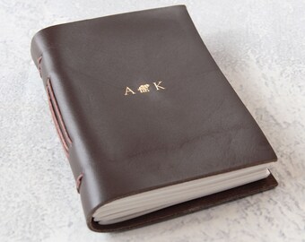 Indra Handmade Leather Journal A6 Chocolate, Pocket Journal, Travel Journal (10cm x 13cm x 2cm) Can be Personalised!