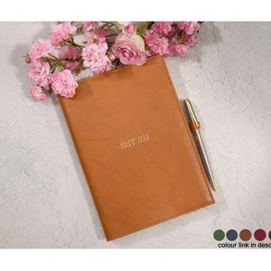 Rustico A5 Refillable Journal Personalised Handmade Italian Full-Grain Leather Travel Notebook Tan, (22x16cm) Free Initials Engraving!