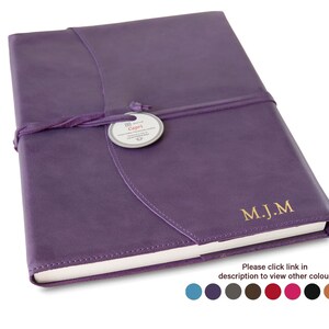 Capri Handmade Italian Leather Wrap Refillable Journal A4 Aubergine (31cm x 23cm x 2cm) Can be Personalised!