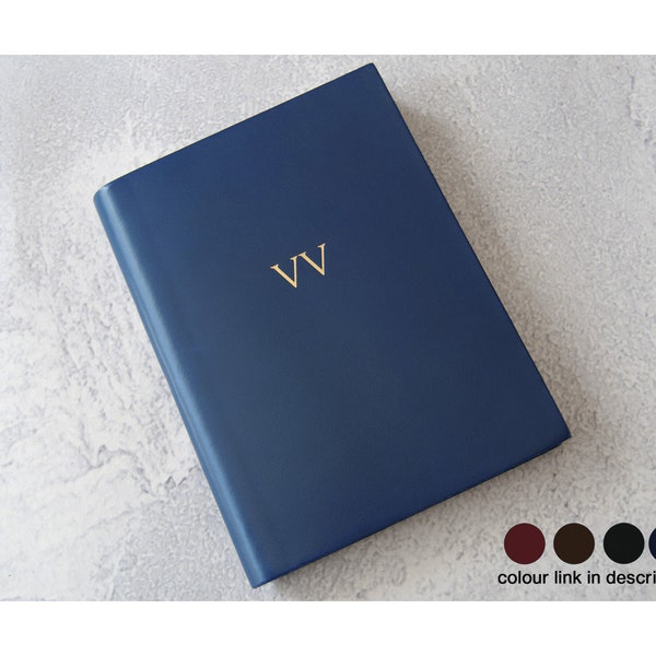 Acuto Handmade Italian Leather Bound Journal A5 Navy (21cm x 15cm x 2cm) Can be personalised!