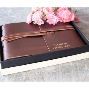 Album fotografico Beatnik fatto a mano in pelle pieno fiore color rame, piccolo, con scatola regalo (16 cm x 22 cm x 4 cm). Può essere personalizzato!