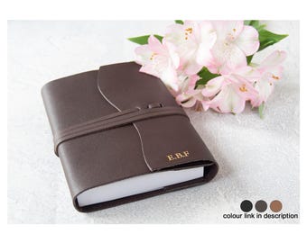 Indra A6 journal rechargeable en cuir fait main chocolat, journal de poche (16 cm x 12 cm x 2 cm) peut être personnalisé !