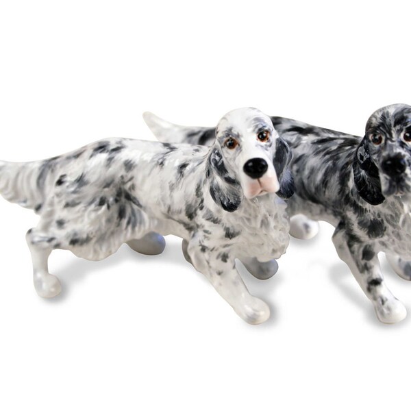 English Setter Salz-und-Pfeffer-Set handgefertigt dreifarbig Kleines (7cm x 10cm)