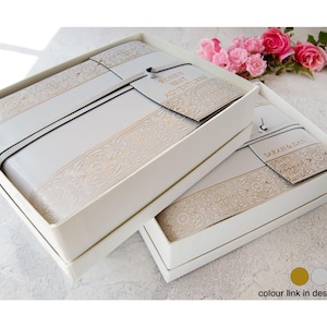 Angelus Photo Album Handmade Italian Recycled Leather Small Gold, Wedding Album Includes Gift Box (16cm x 22cm x 6cm) Can be Personalised!