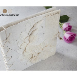 Flaura Photo Album Handmade Vegan Leather Mini White, Wedding Photo Album (20cm x 20cm x 2cm) Can be Personalised!