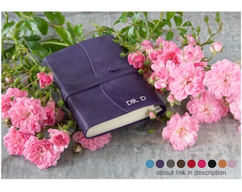 Capri Small Aubergine Handmade Italian Leather Wrap Address Book (13cm x 9cm x 2cm) Can be Personalised!