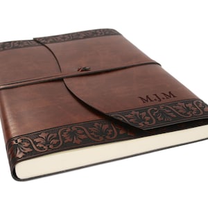 Fiore A4 Journal Handmade Italian Recycled Leather Chestnut, Sketchbook (30cm x 24cm x 2cm) Can be Personalised!