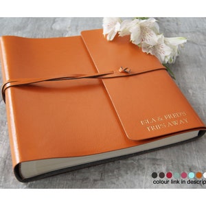 Pachino Handmade Recycled Leather Photo Album Medium Tangerine (22cm x 22cm x 6cm) Can be personalised!