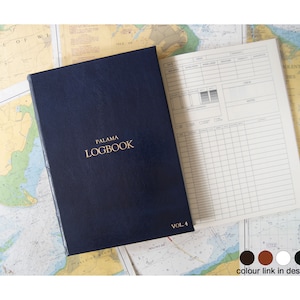 Chianti A4 Yacht Log Book Handmade Italian Full-Grain Vegetable Tan Leather Navy, Sailing Log Book (30cm x 24cm x 3cm) Can be Personalised!