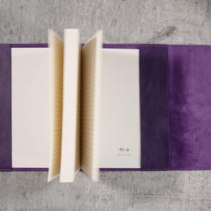 Capri A5 Refillable Journal Gift Set Personalised Handmade Italian Leather Aubergine, Free Engraving Pen Travel Notebook Diary Writers Gift image 4