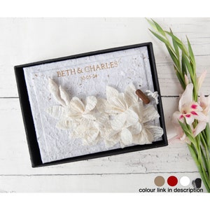 Flaura Photo Album Handmade Vegan Leather Small White, Wedding Photo Album Includes Gift Box (18cm x 20cm x 7cm) Can be Personalised!