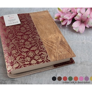 Sari A5 Personalised Handmade Vegan Leather Refillable Journal Ruby (22x16cm) Travel Notebook Diary Sketchbook Writers Gift