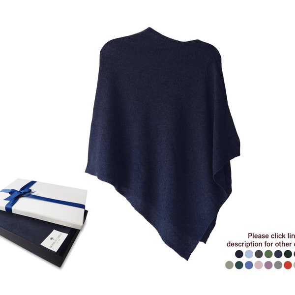 Poncho Firenze en cachemire mélangé Taille unique bleu marine... Un cadeau de luxe pour les femmes de tous âges.