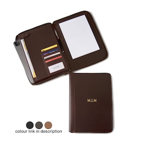 Envoy Handmade Leather Padfolio A5 Chocolate, Portfolio Folder Organizer (29cm x 21cm x 2cm) Can be Personalised!