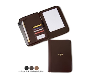 Envoy A5 Leather Padfolio Personalised Portfolio Folder Organiser Document Holder Chocolate (29cm x2 1cm) Free Initials Engraving!