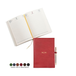 Rustico A5 Planner 2025 Refillable Journal Handmade Italian Full-Grain Vegetable Tan Leather, Burgundy (22cm x 16cm) Can be Personalised!