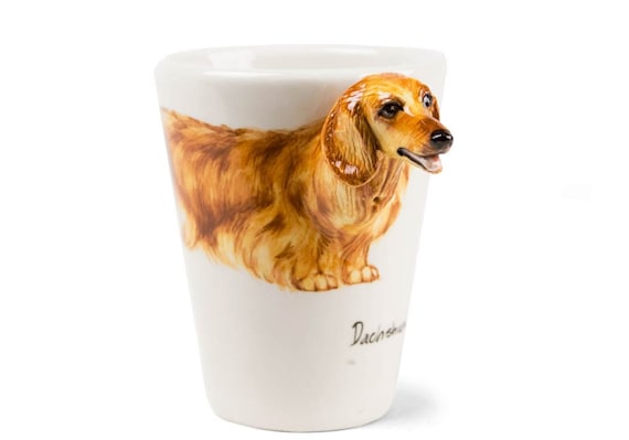 Dachshund Long Haired Handmade Coffee Mug 8oz Cream 10cm X Etsy