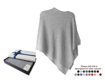 Firenze Kaschmirmischung Poncho Einheitsgröße Silber ... Ein Luxusgeschenk für Damen jeden Alters.