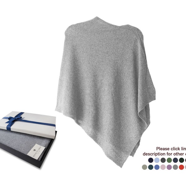 Firenze Kaschmirmischung Poncho Einheitsgröße Silber ... Ein Luxusgeschenk für Damen jeden Alters.