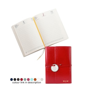 Tuscan A5 Planner 2025 Refillable Journal Handmade Italian Recycled Leather, Red (22cm x 16cm x 2cm) Can be Personalised!