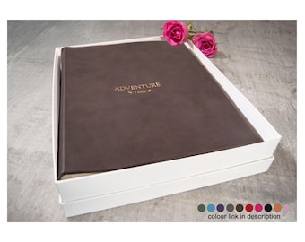 Capri Jazz-fotoalbum Gepersonaliseerde handgemaakt Italiaans leer bruiloft plakboek chocolade geschenkdoos groot (30×24 cm) Gratis eerste gravure!