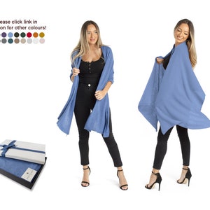 Firenze Cashmere Blend Stole, Shawl, Travel wrap, Large Scarf, Light Blue ... A luxury gift for ladies of all ages.